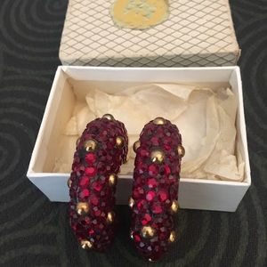 Bejeweled vintage ruby and gold clip earrings